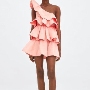 Zara limited edition ruffled asymmetric dress